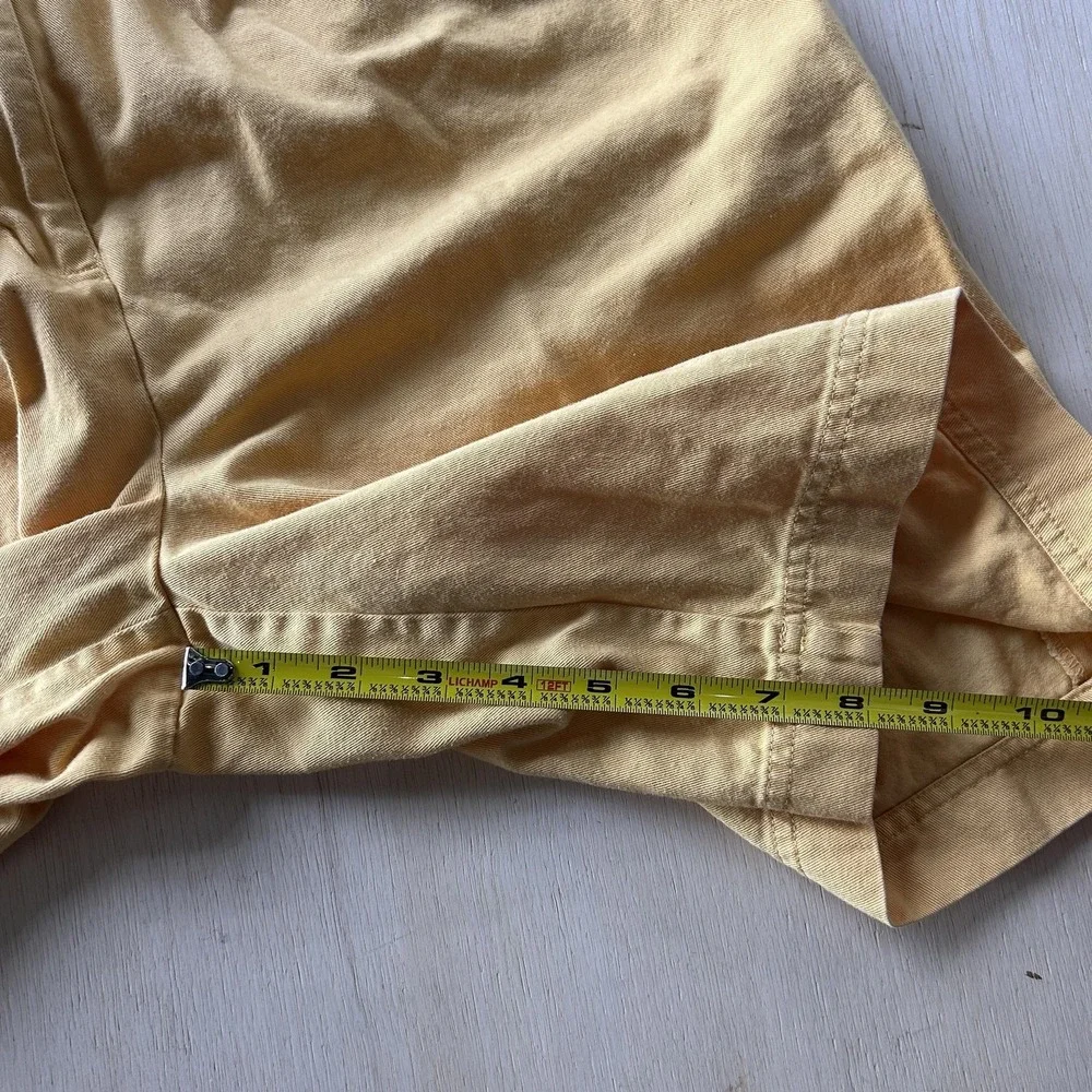 Vintage Yellow Twill Pleated SKwear Shorts Womens 10 Elastic Waist 8 Inseam